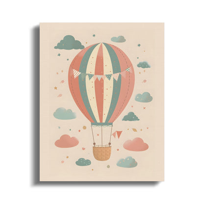 Premium Poster of Hot Air Balloon Adventure Nursery Canvas Wraps