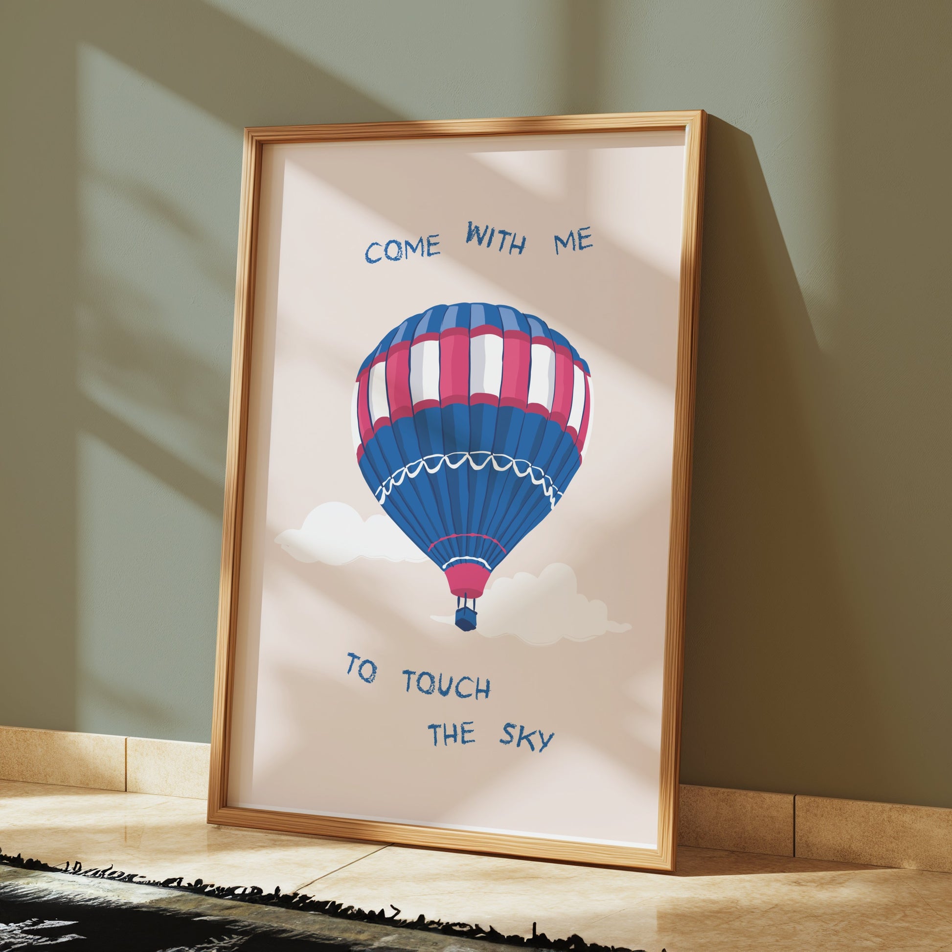 Premium Poster of Hot Air Balloon Come With Me to Touch the Sky Posters