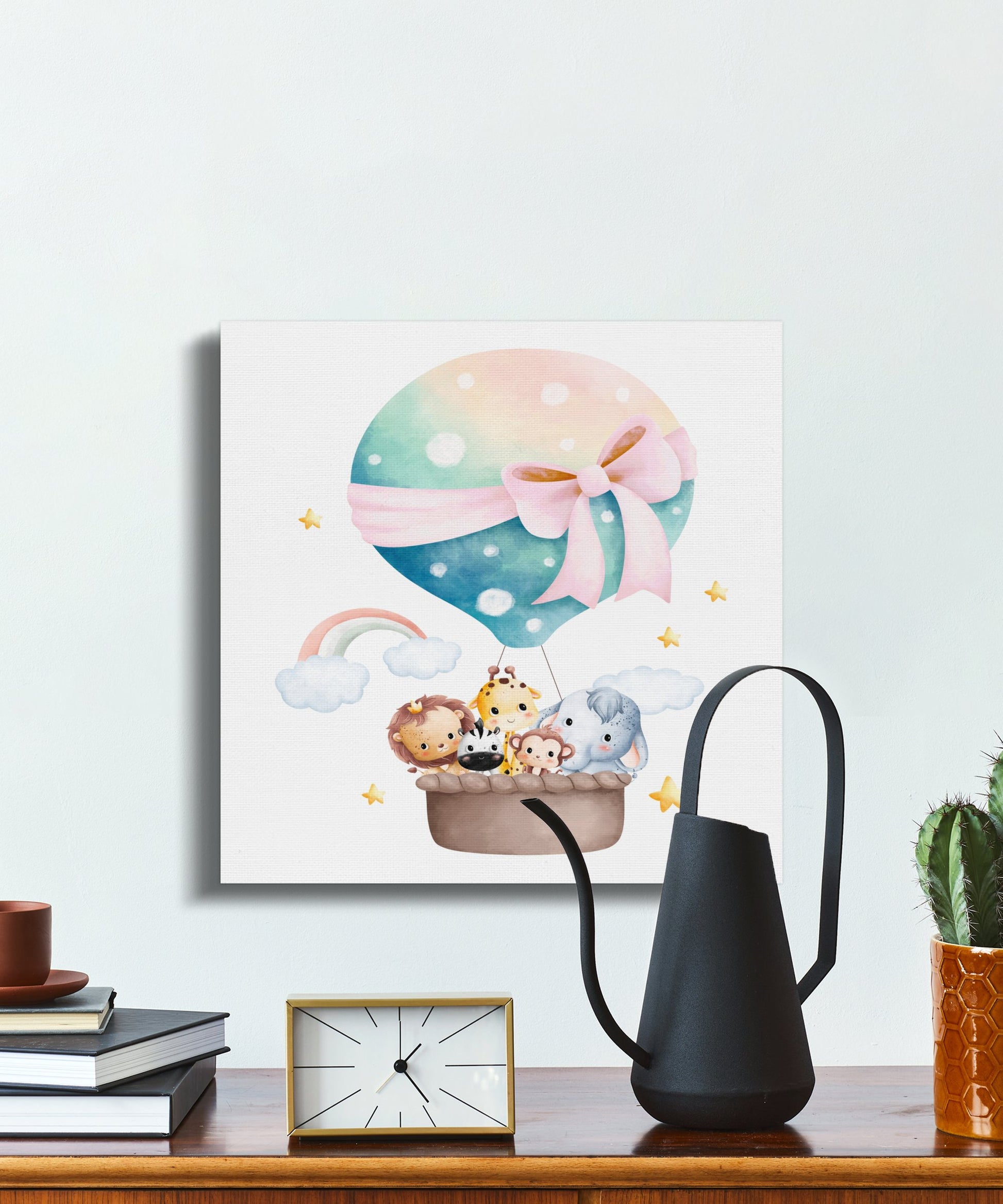 Premium Poster of Hot Air Balloon Safari Friends Nursery Canvas Wraps