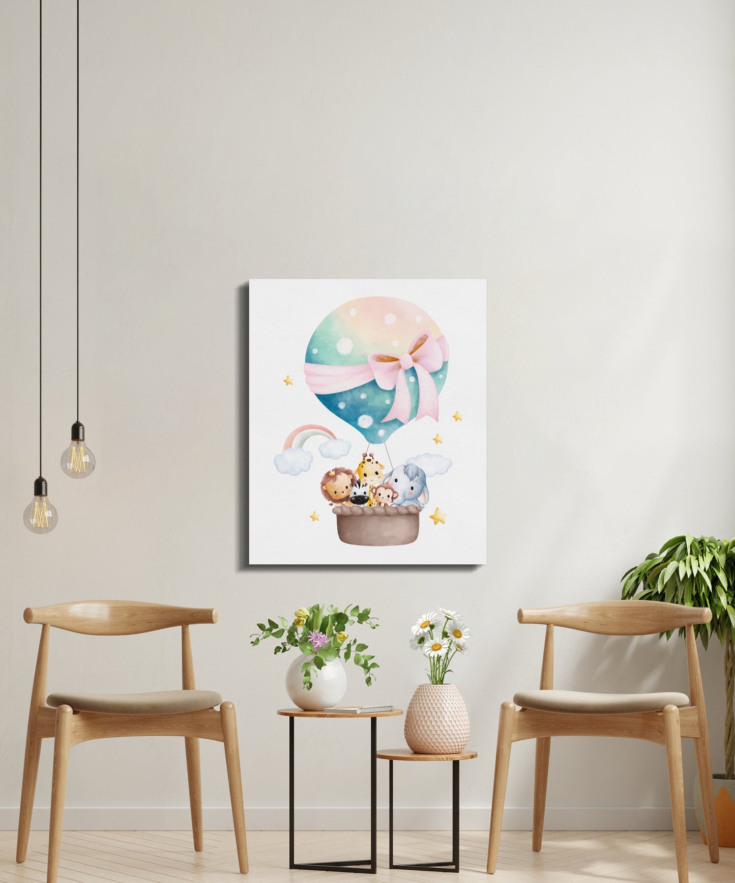 Premium Poster of Hot Air Balloon Safari Friends Nursery Canvas Wraps
