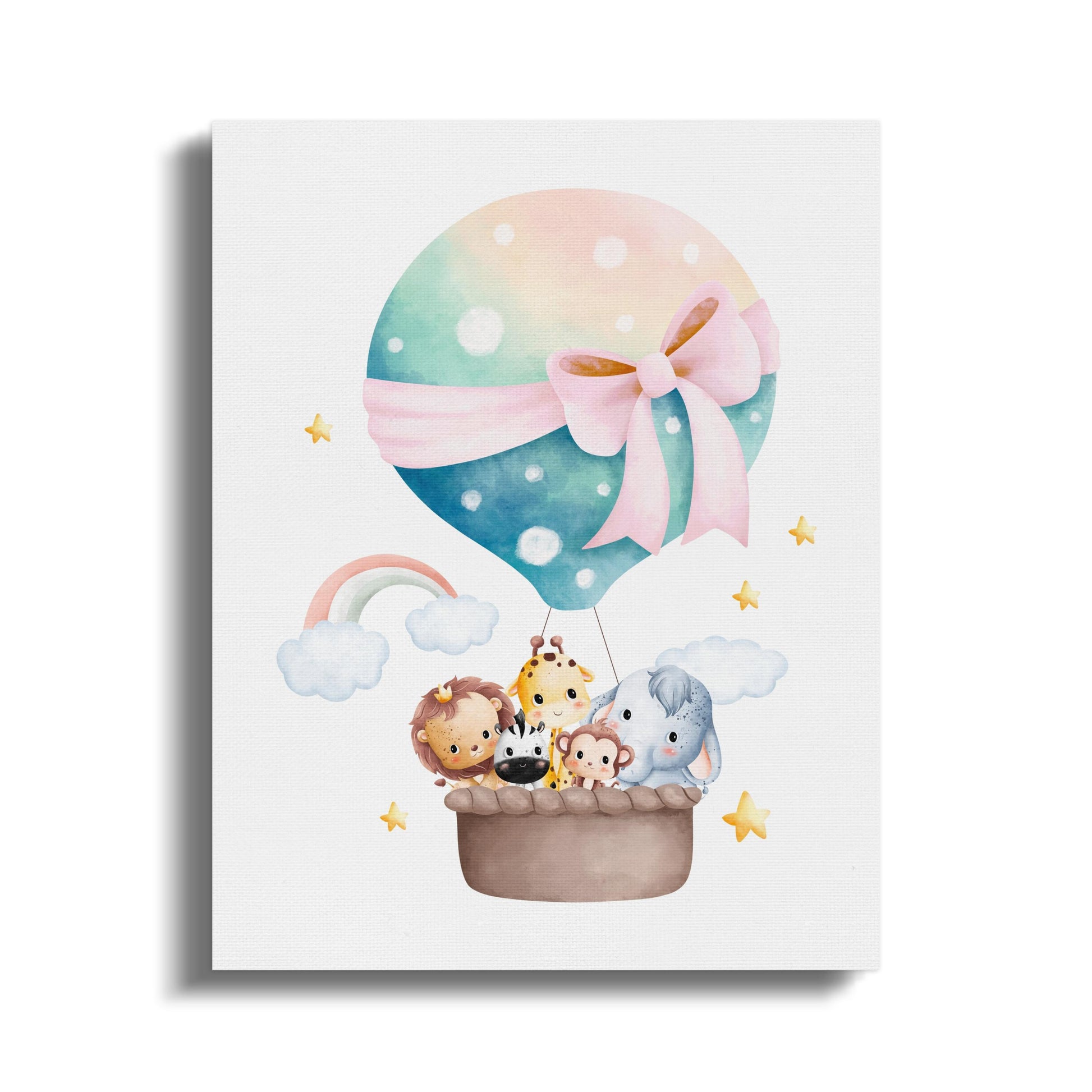 Premium Poster of Hot Air Balloon Safari Friends Nursery Canvas Wraps