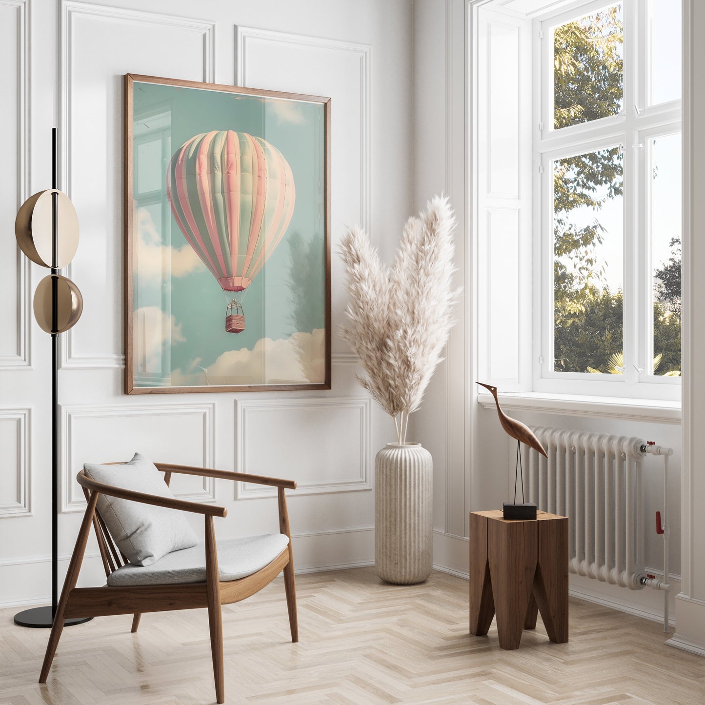 Premium Poster of Hot Air Balloon in Sky with Clouds Posters