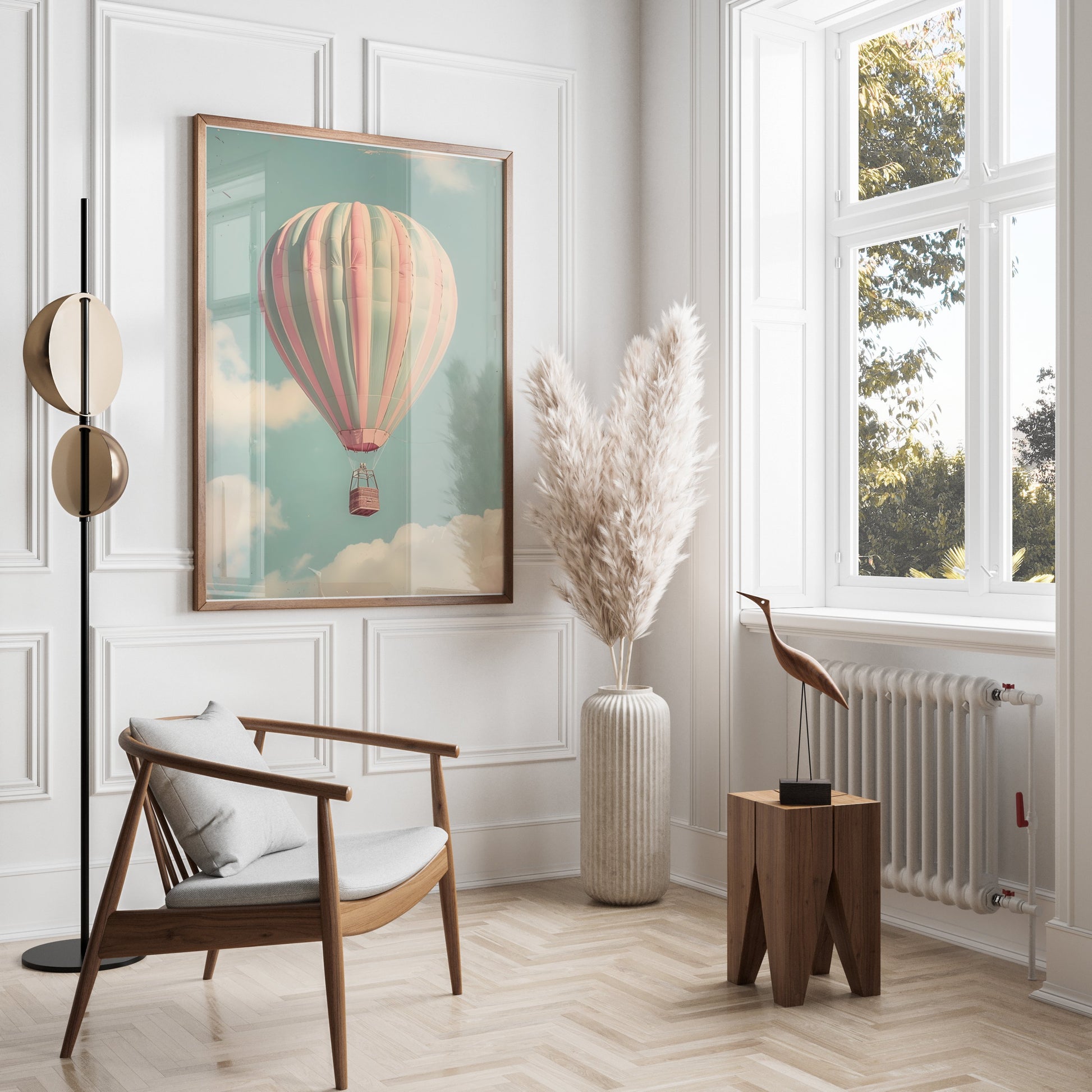 Premium Poster of Hot Air Balloon in Sky with Clouds Posters
