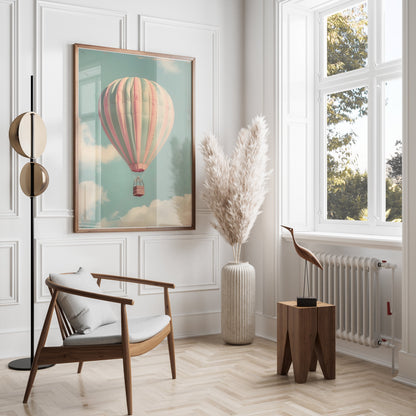 Premium Poster of Hot Air Balloon in Sky with Clouds Posters