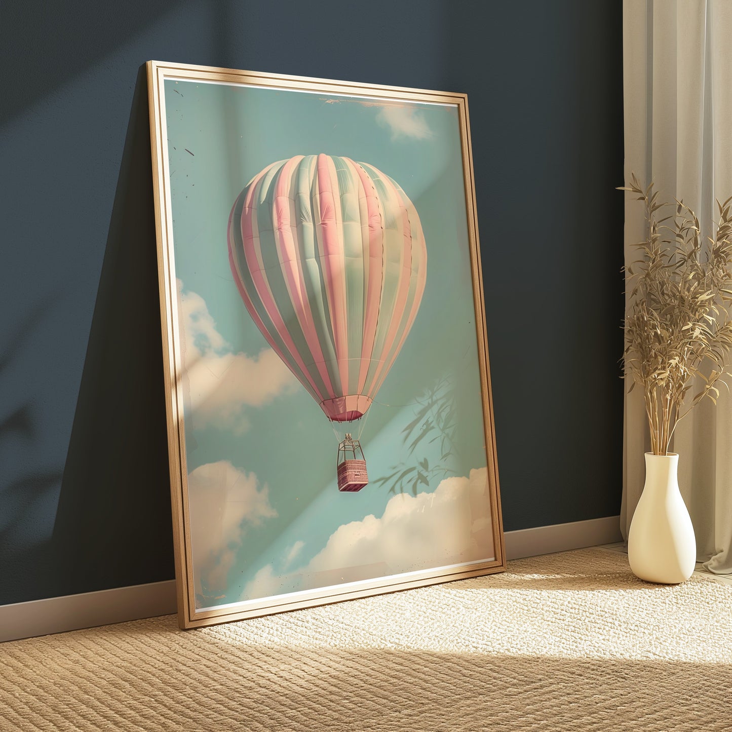Premium Poster of Hot Air Balloon in Sky with Clouds Posters