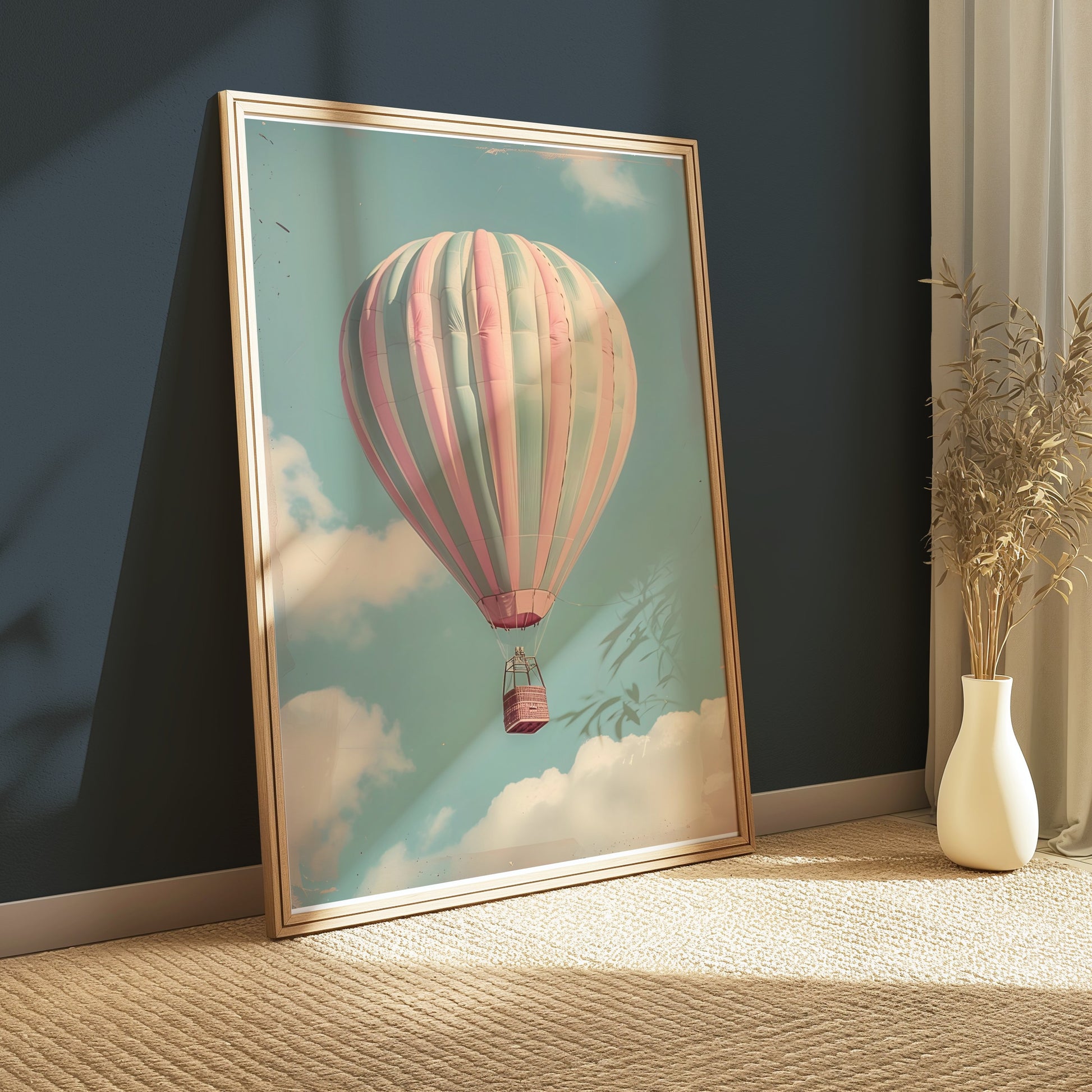 Premium Poster of Hot Air Balloon in Sky with Clouds Posters