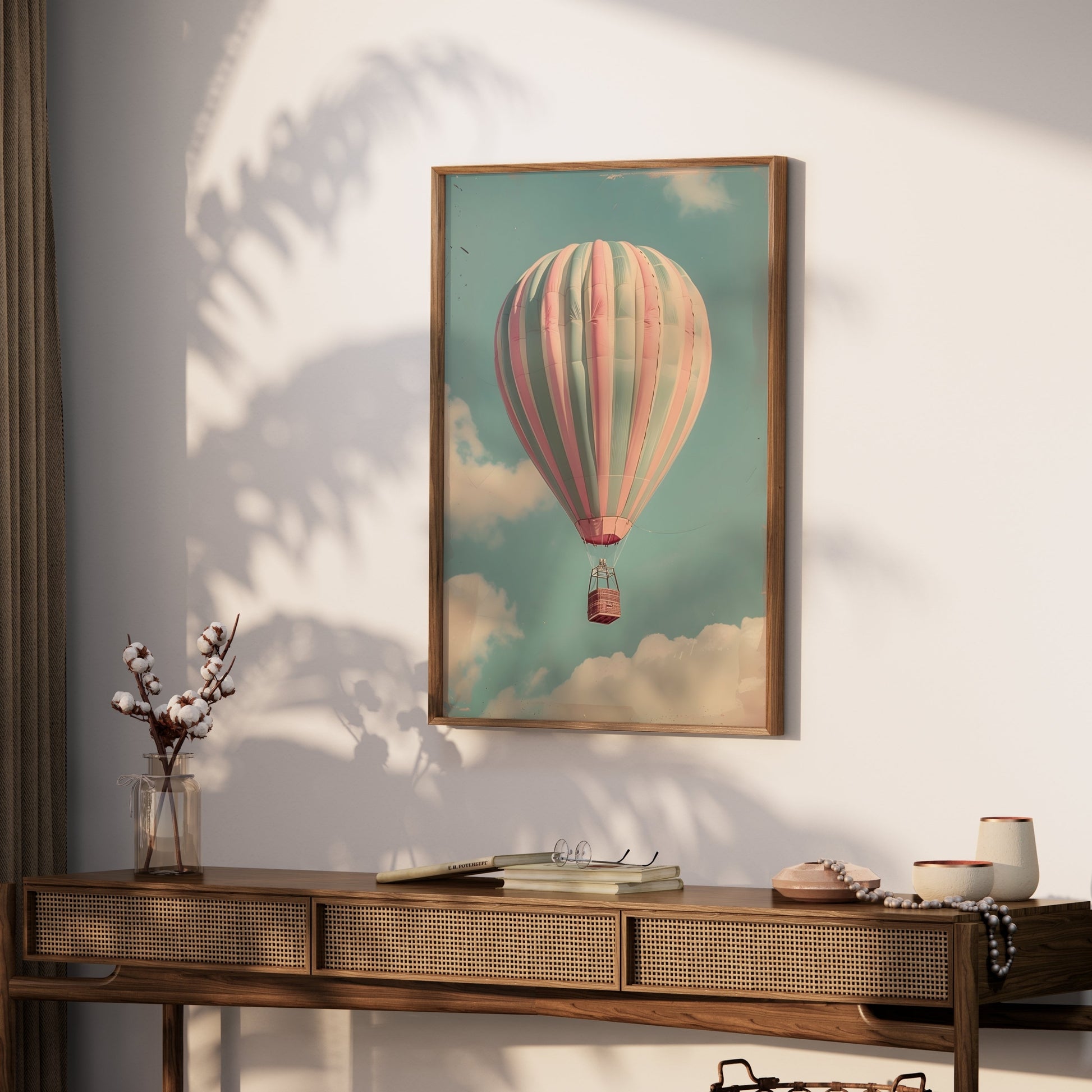 Premium Poster of Hot Air Balloon in Sky with Clouds Posters