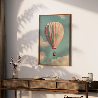 Premium Poster of Hot Air Balloon in Sky with Clouds Posters