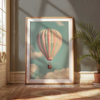 Premium Poster of Hot Air Balloon in Sky with Clouds Posters