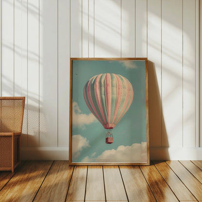 Premium Poster of Hot Air Balloon in Sky with Clouds Posters