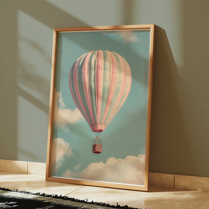Premium Poster of Hot Air Balloon in Sky with Clouds Posters