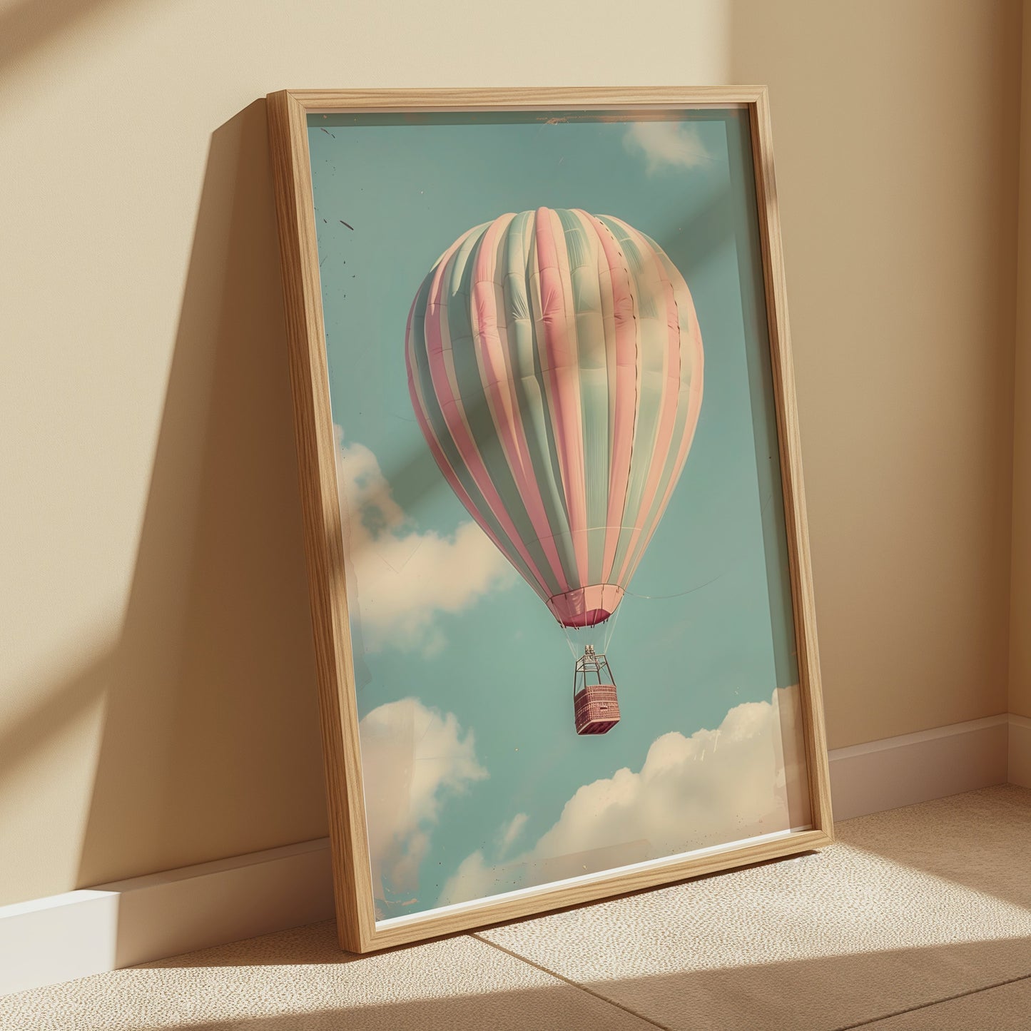 Premium Poster of Hot Air Balloon in Sky with Clouds Posters