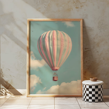 Premium Poster of Hot Air Balloon in Sky with Clouds Posters