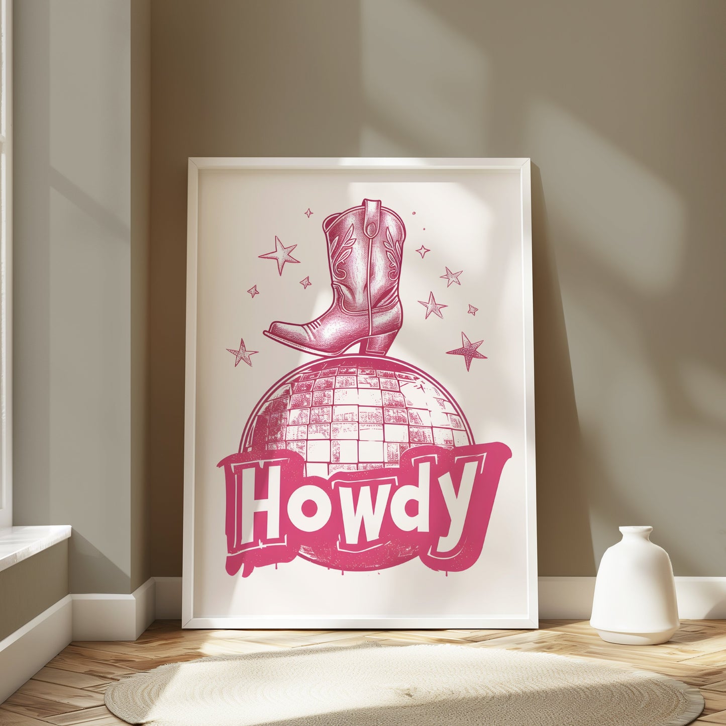 Premium Poster of Howdy Cowboy Boot Artwork with Stars Posters