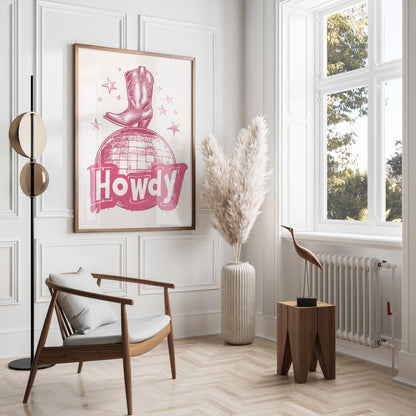 Premium Poster of Howdy Cowboy Boot Artwork with Stars Posters