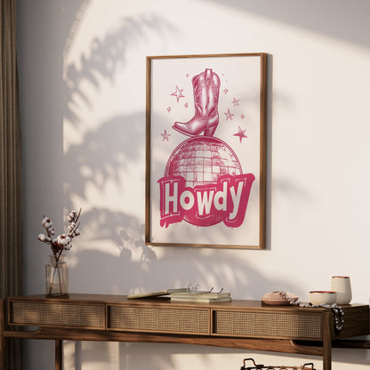 Premium Poster of Howdy Cowboy Boot Artwork with Stars Posters