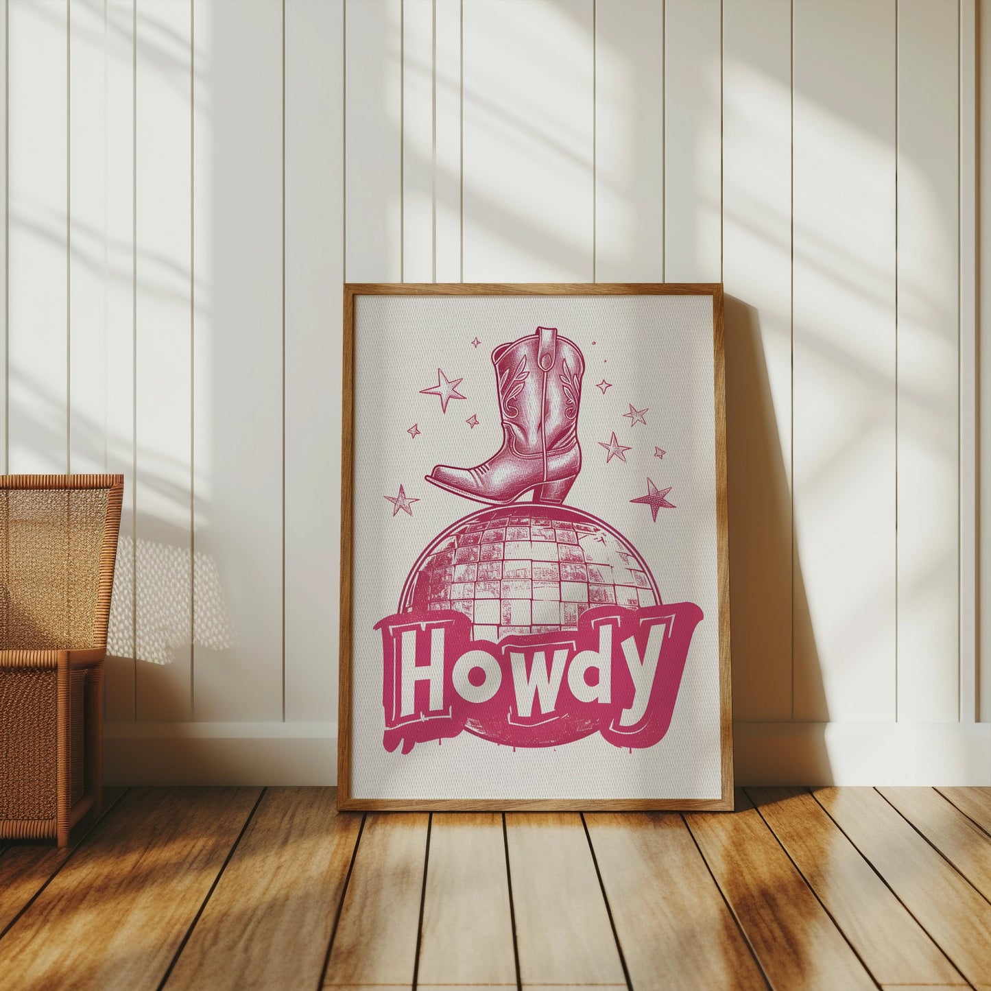 Premium Poster of Howdy Cowboy Boot Artwork with Stars Posters