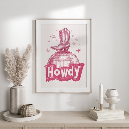 Premium Poster of Howdy Cowboy Boot Artwork with Stars Posters