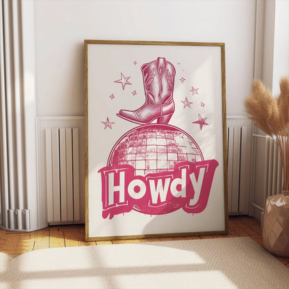 Premium Poster of Howdy Cowboy Boot Artwork with Stars Posters