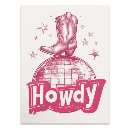 Premium Poster of Howdy Cowboy Boot Artwork with Stars Posters