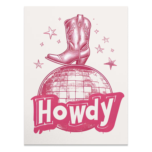 Premium Poster of Howdy Cowboy Boot Artwork with Stars Posters