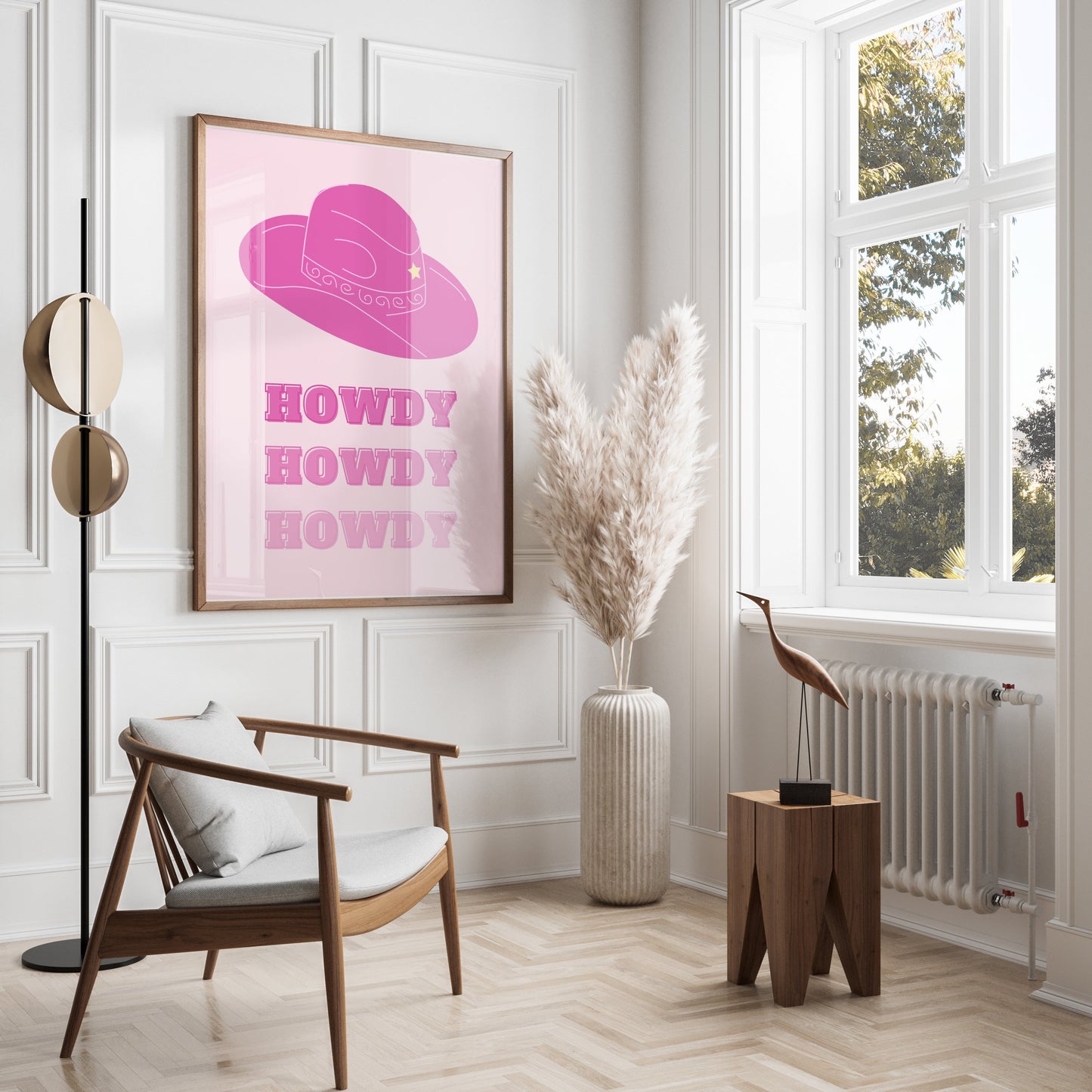 Premium Poster of Howdy Cowboy Hat Wild West Art Pink Decor Posters