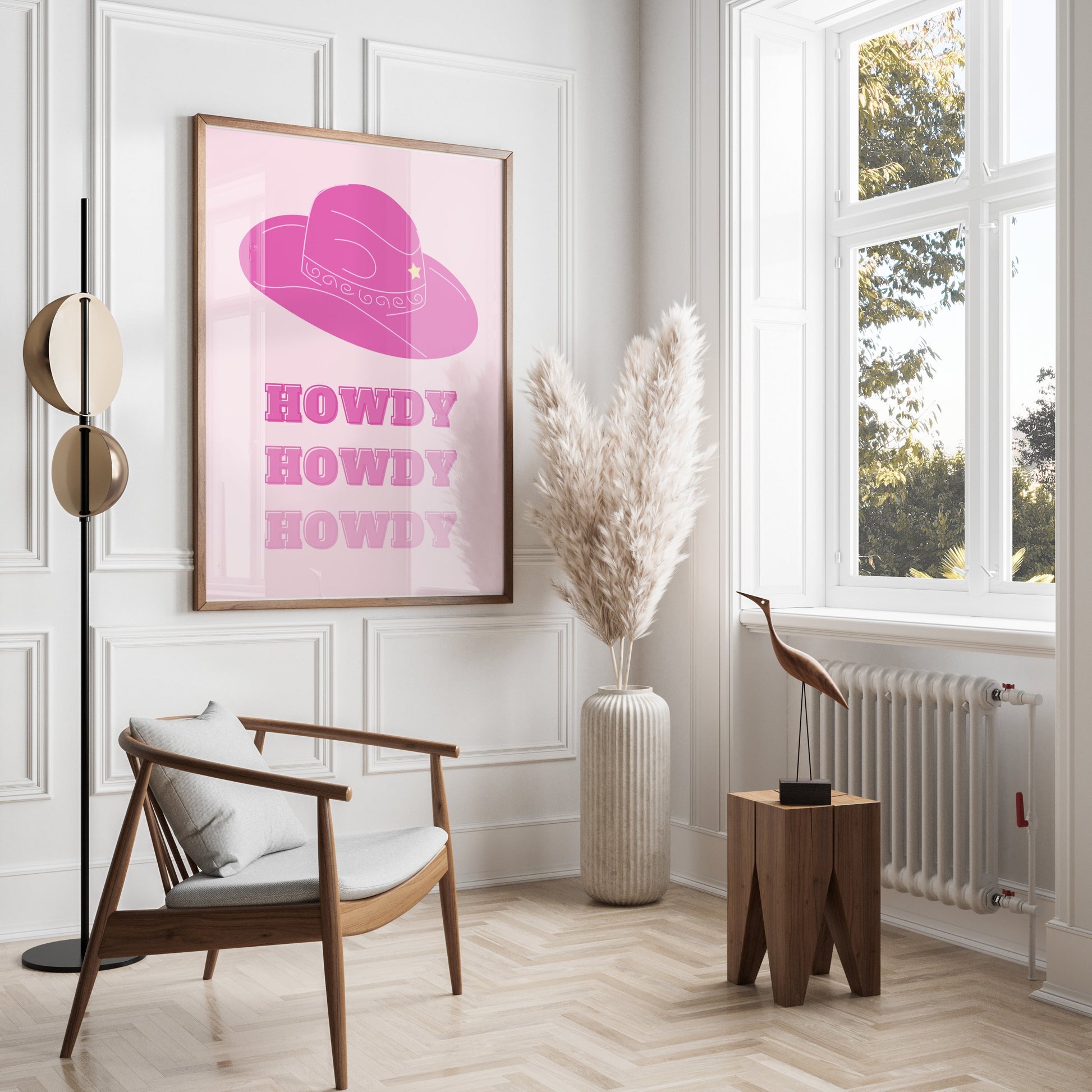 Premium Poster of Howdy Cowboy Hat Wild West Art Pink Decor Posters