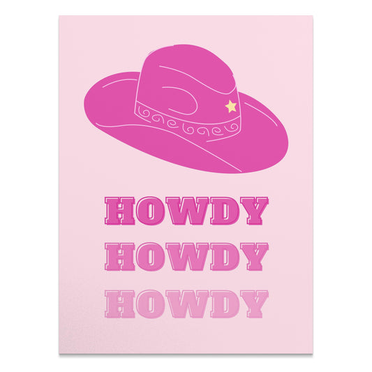 Premium Poster of Howdy Cowboy Hat Wild West Art Pink Decor Posters