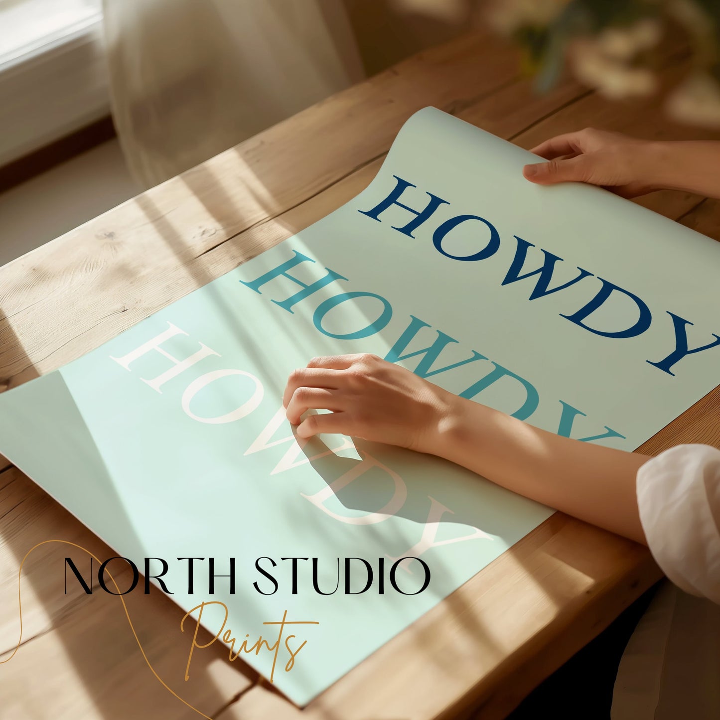 Premium Poster of Howdy Text in Three Shades Creative Posters