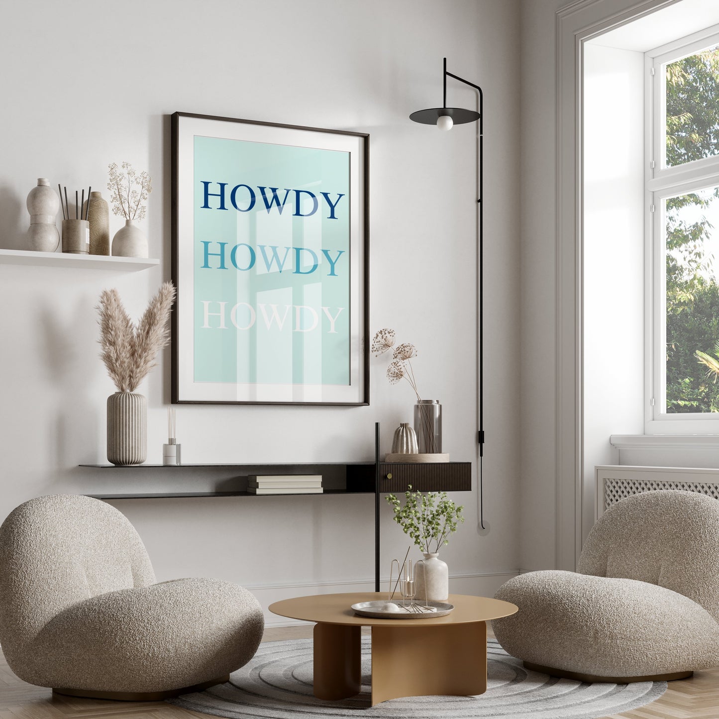 Premium Poster of Howdy Text in Three Shades Creative Posters