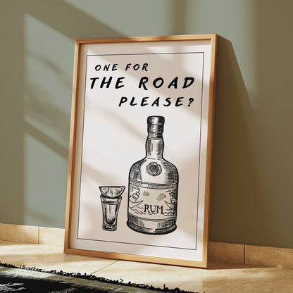 Premium Poster of Humorous Rum Bottle With Shot Glass Artwork Posters