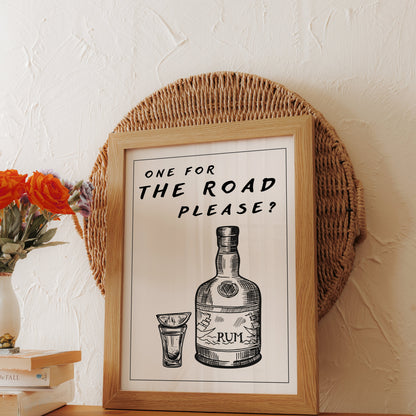 Premium Poster of Humorous Rum Bottle With Shot Glass Artwork Posters
