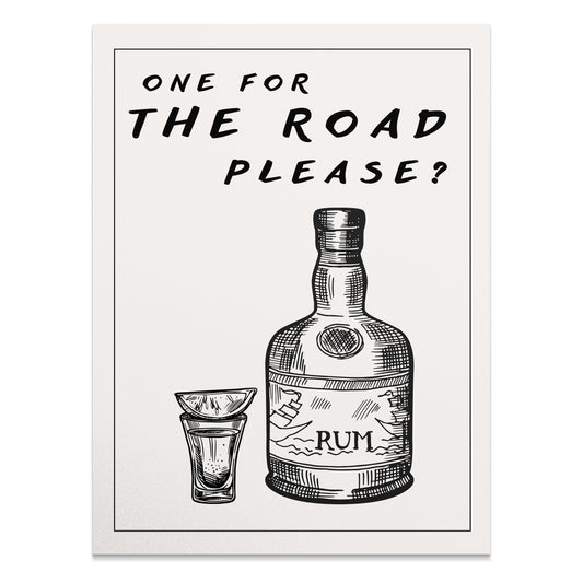 Premium Poster of Humorous Rum Bottle With Shot Glass Artwork Posters