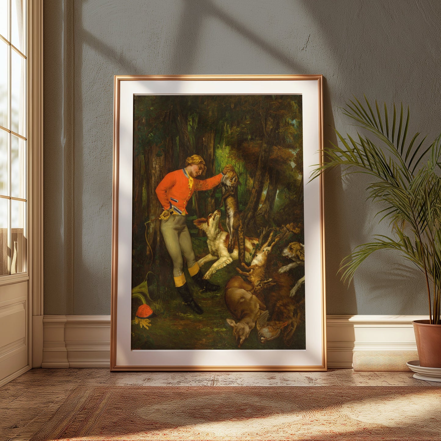 Premium Poster of Hunter Displaying His Trophy in the Forest Posters