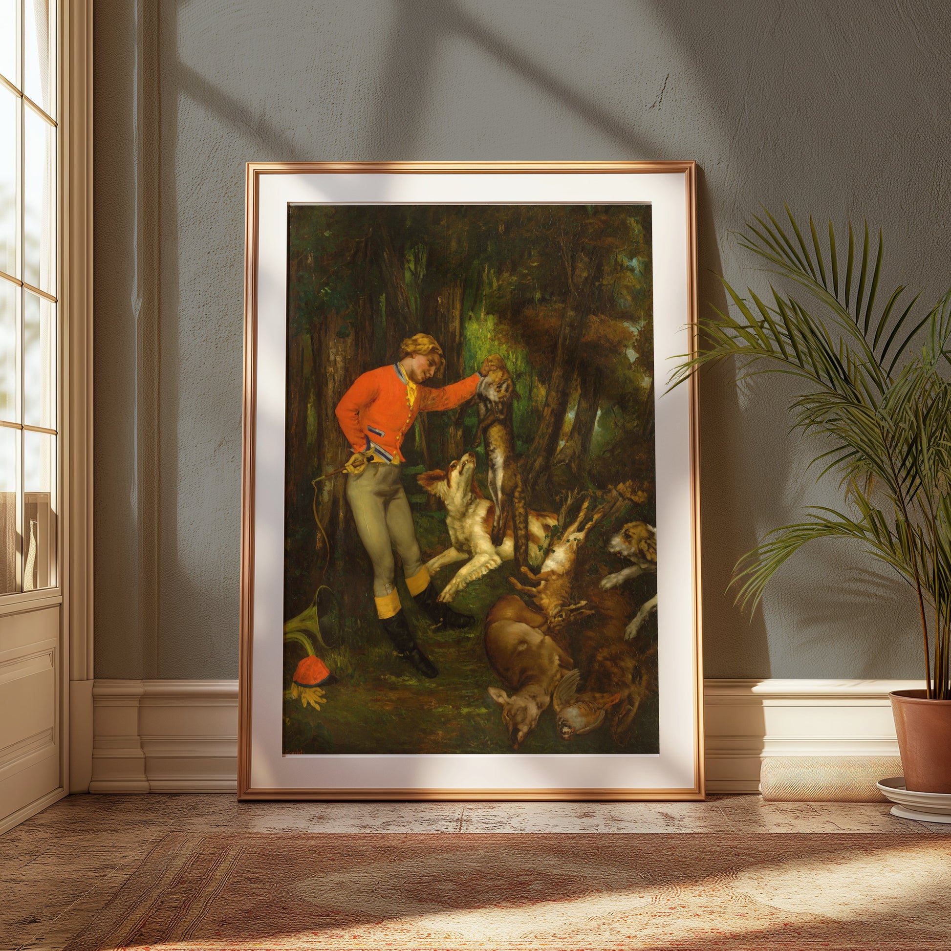 Premium Poster of Hunter Displaying His Trophy in the Forest Posters