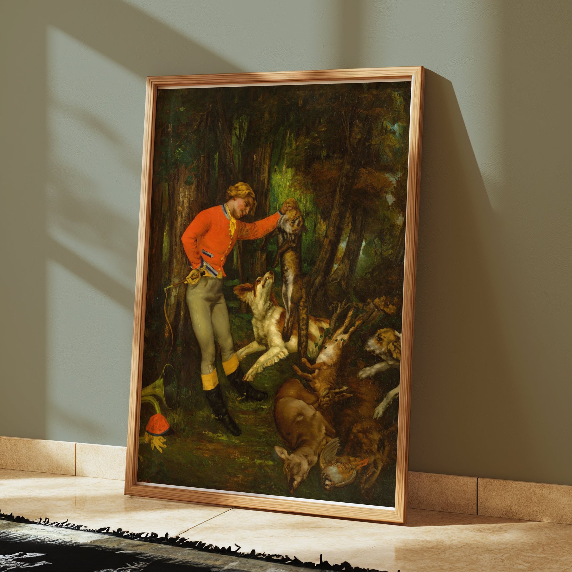 Premium Poster of Hunter Displaying His Trophy in the Forest Posters
