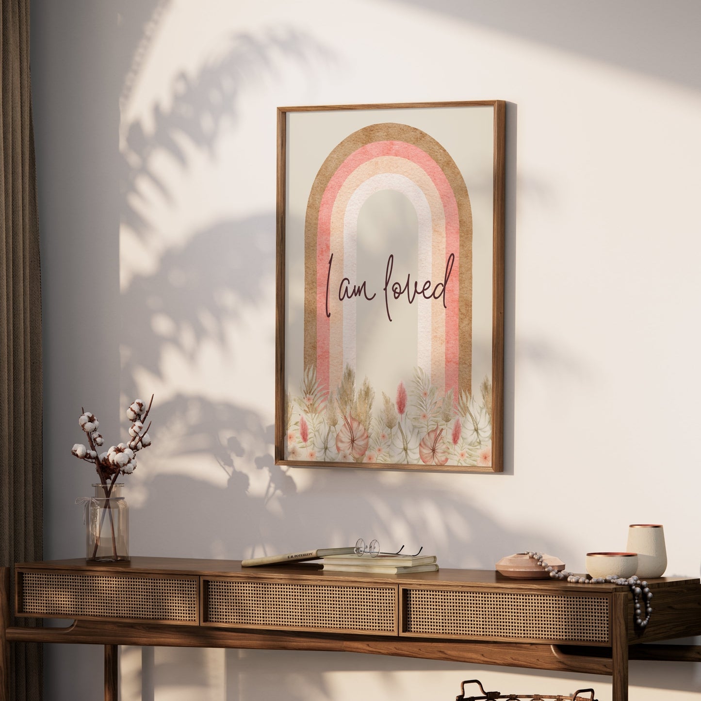Premium Poster of I Am Loved Rainbow with Floral Pattern Art Posters