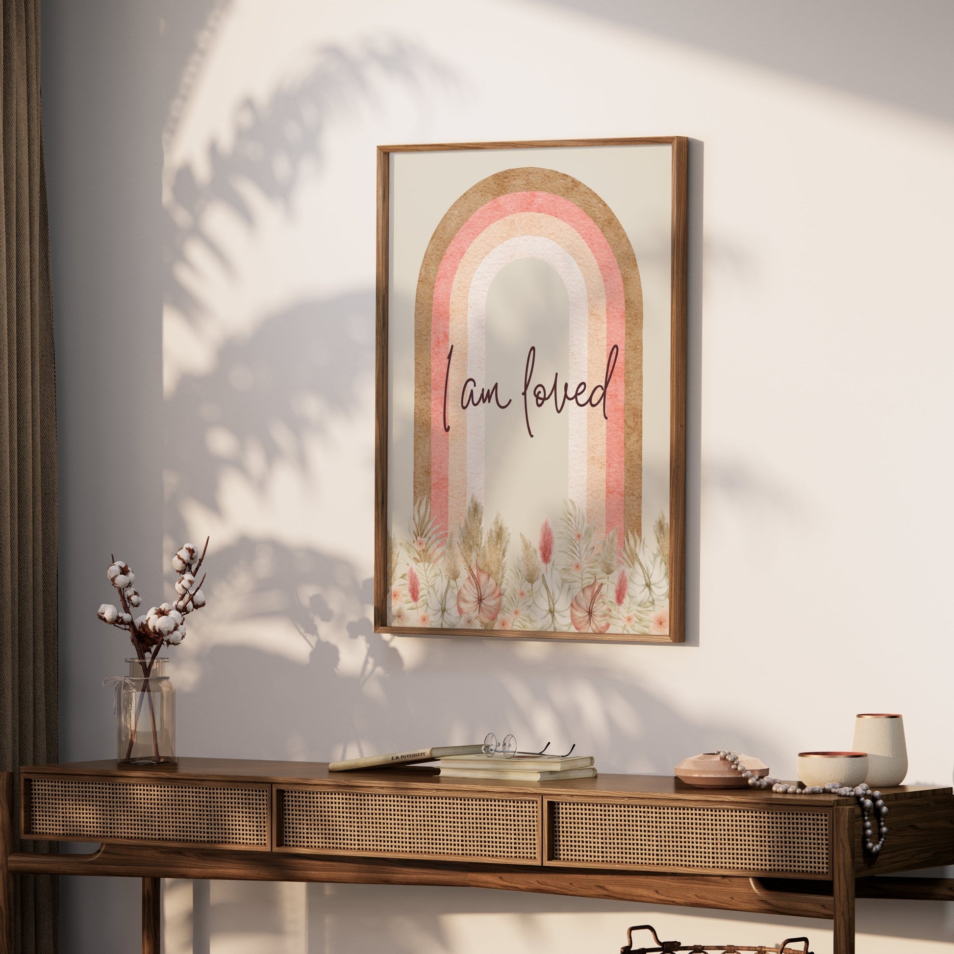Premium Poster of I Am Loved Rainbow with Floral Pattern Art Posters