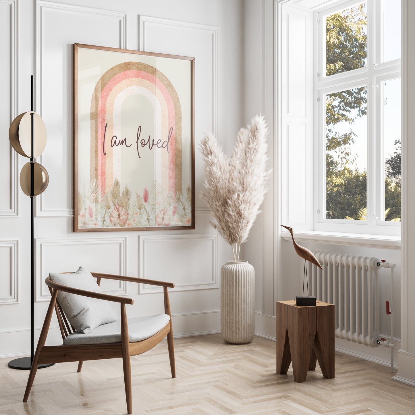 Premium Poster of I Am Loved Rainbow with Floral Pattern Art Posters