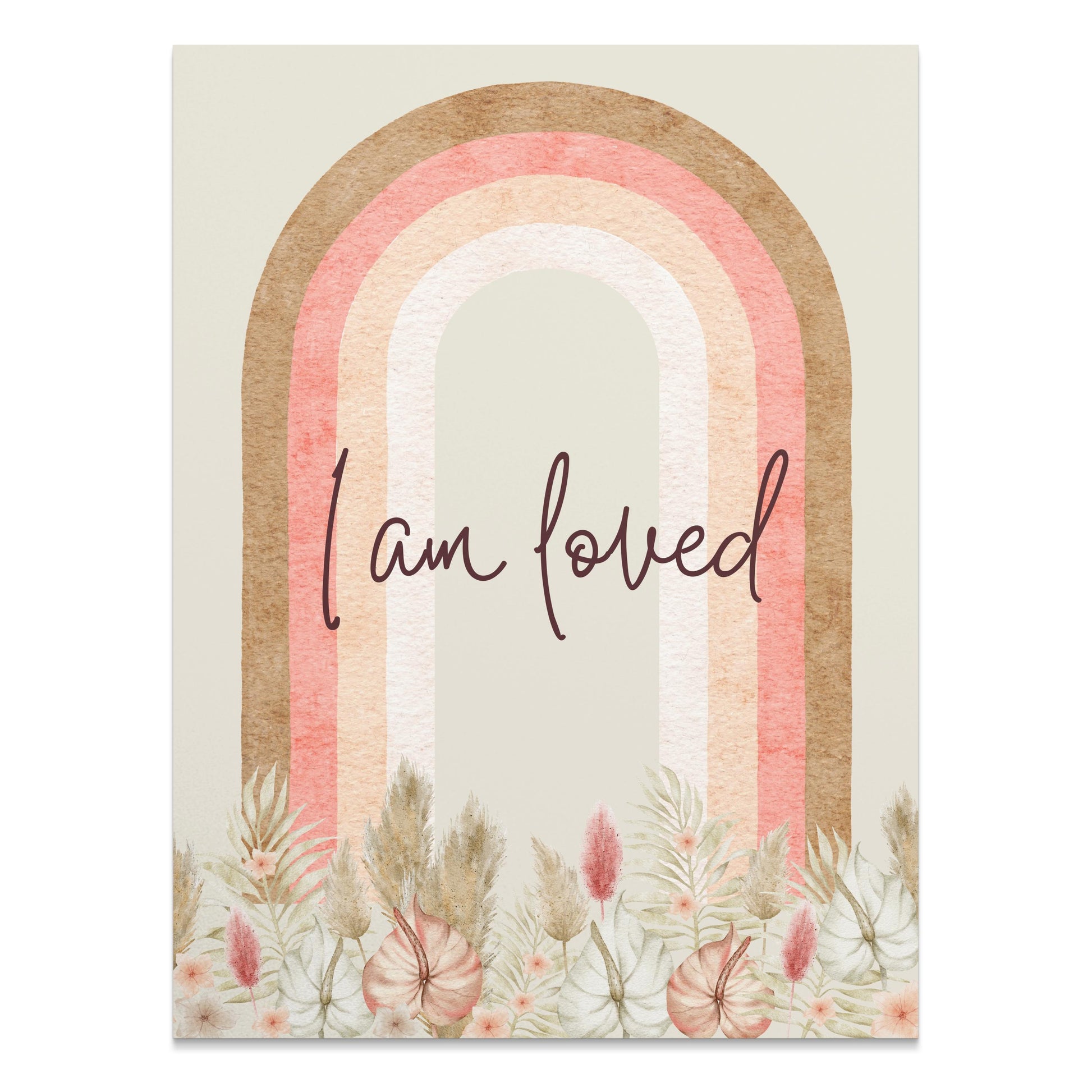 Premium Poster of I Am Loved Rainbow with Floral Pattern Art Posters