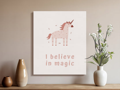 Premium Poster of I Believe in Magic Unicorn Nursery Wall Art Canvas Wraps