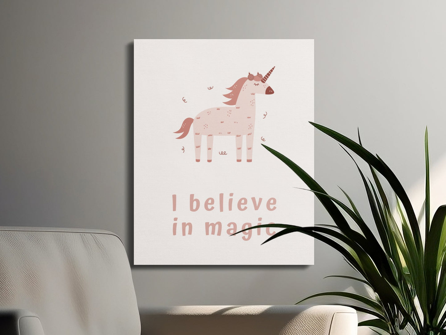 Premium Poster of I Believe in Magic Unicorn Nursery Wall Art Canvas Wraps