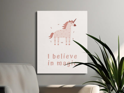 Premium Poster of I Believe in Magic Unicorn Nursery Wall Art Canvas Wraps