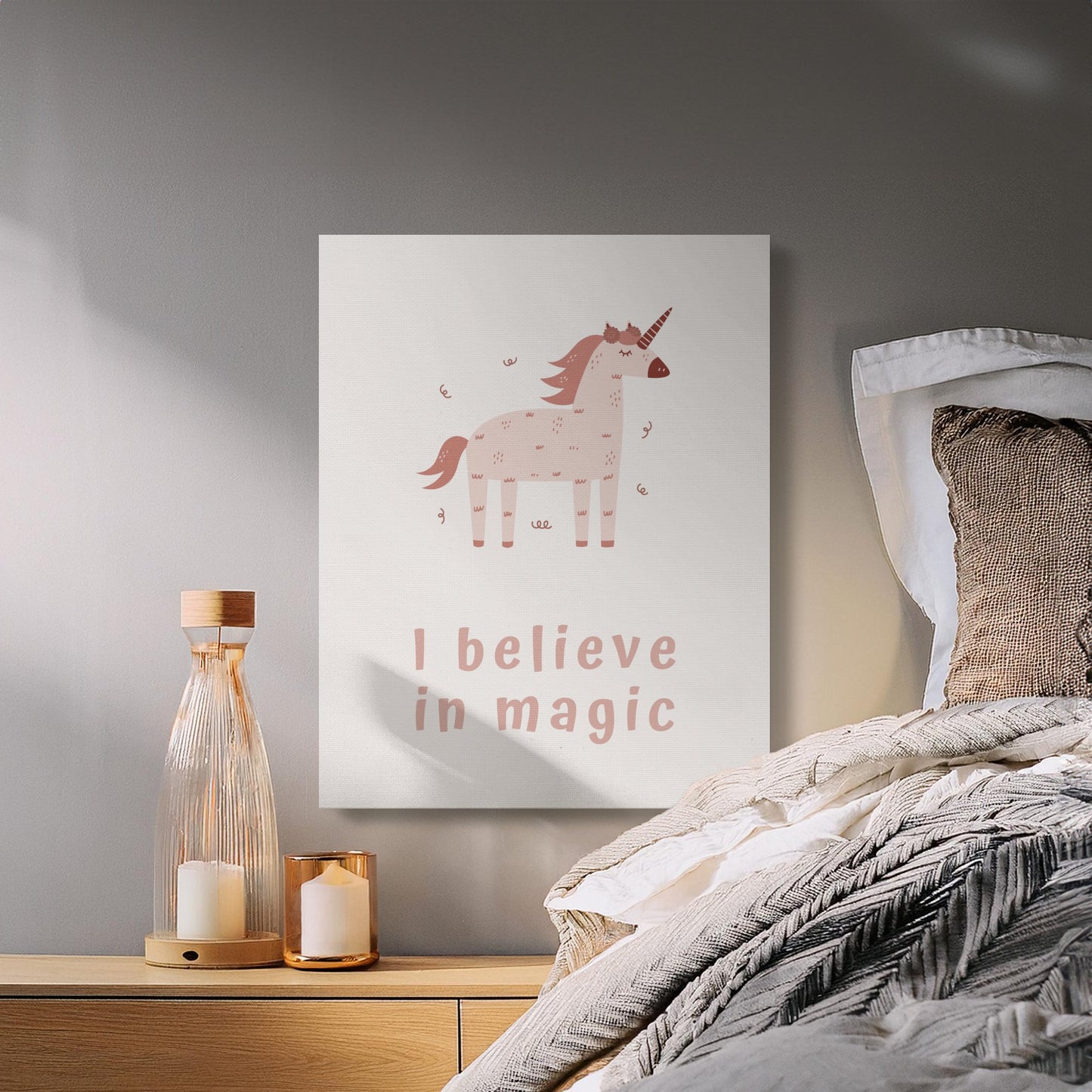 Premium Poster of I Believe in Magic Unicorn Nursery Wall Art Canvas Wraps