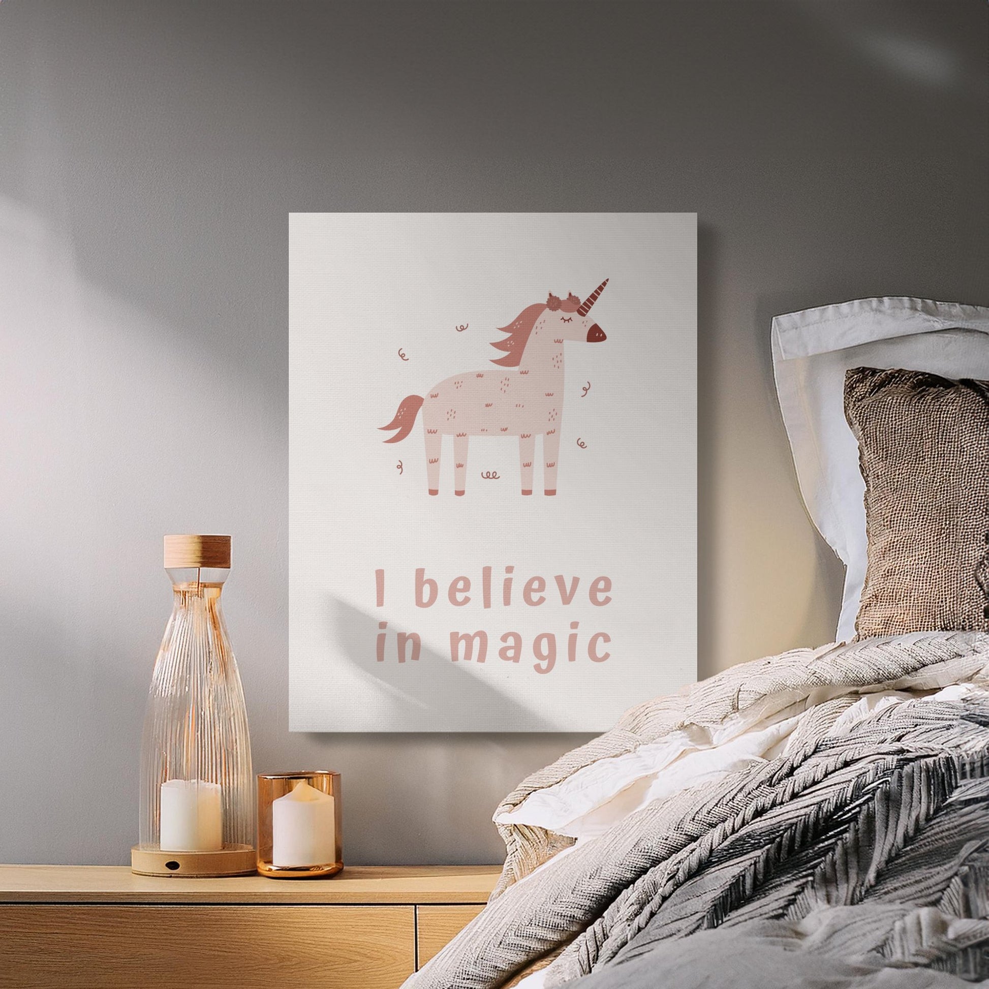 Premium Poster of I Believe in Magic Unicorn Nursery Wall Art Canvas Wraps