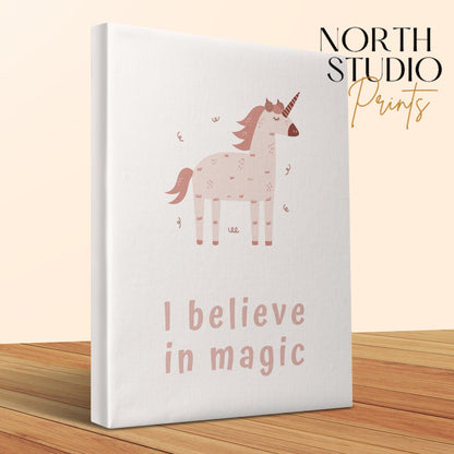 Premium Poster of I Believe in Magic Unicorn Nursery Wall Art Canvas Wraps