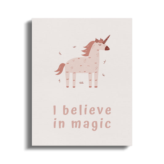 Premium Poster of I Believe in Magic Unicorn Nursery Wall Art Canvas Wraps