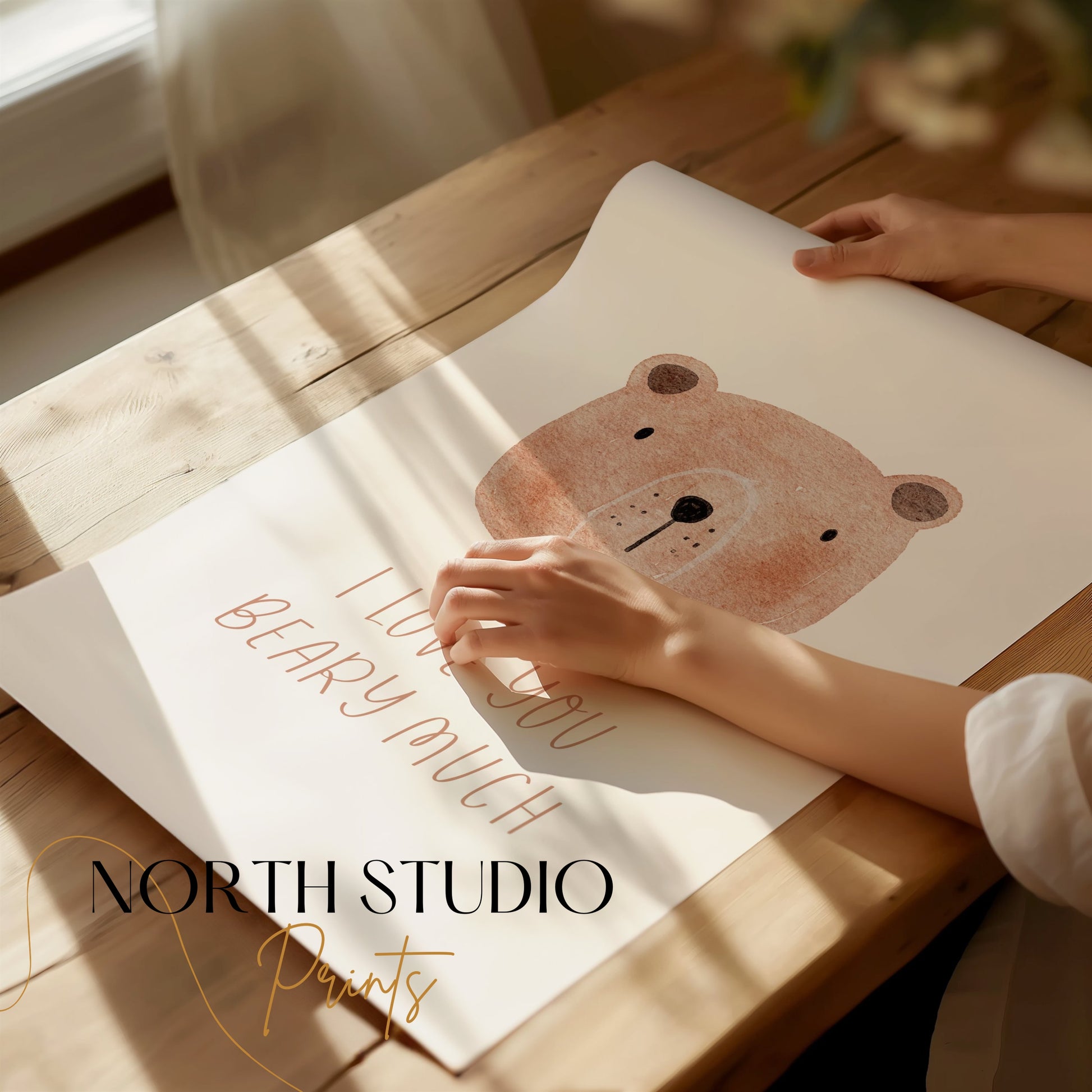 Premium Poster of I Love You Beary Much Cute Bear Illustration Posters