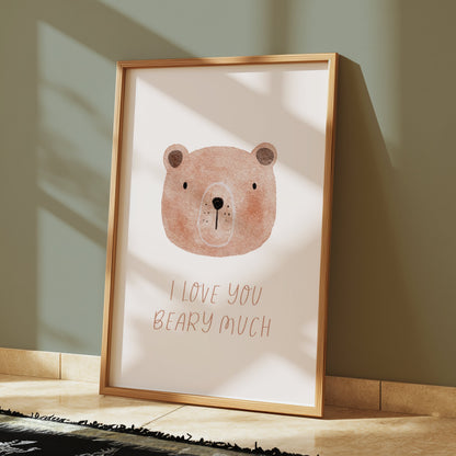 Premium Poster of I Love You Beary Much Cute Bear Illustration Posters