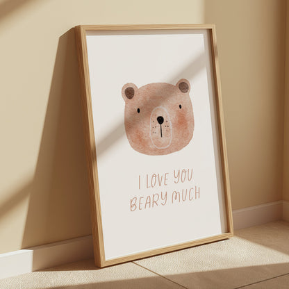 Premium Poster of I Love You Beary Much Cute Bear Illustration Posters